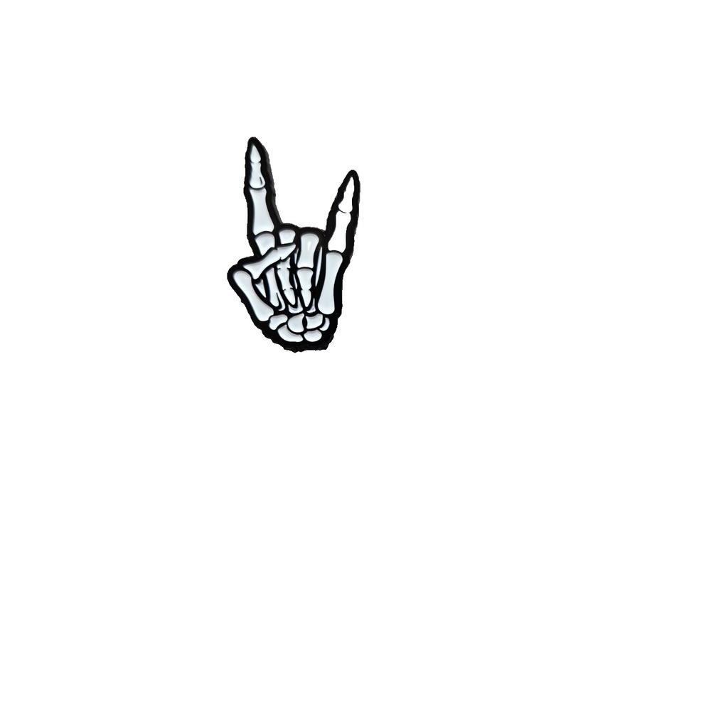 Humorous White‎ Skeleton Rock Sign Pin